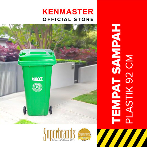 Kent Tempat Sampah Roda Plastik KT-120G Green/Tong Sampah 92CM-TONG019