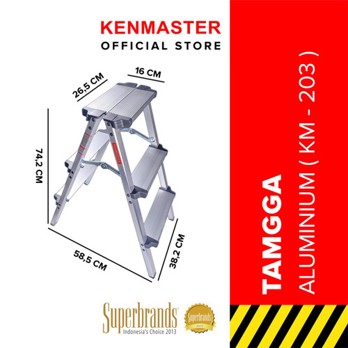 Kenmaster Tangga Lipat 3 Step Alumunium KM203 - TNGG021 / Tangga Rumah