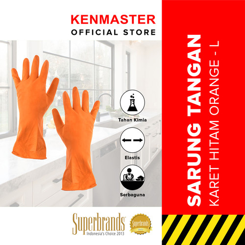 Kenmaster Sarung Tangan Karet Hitam Orange L - 1 Pasang