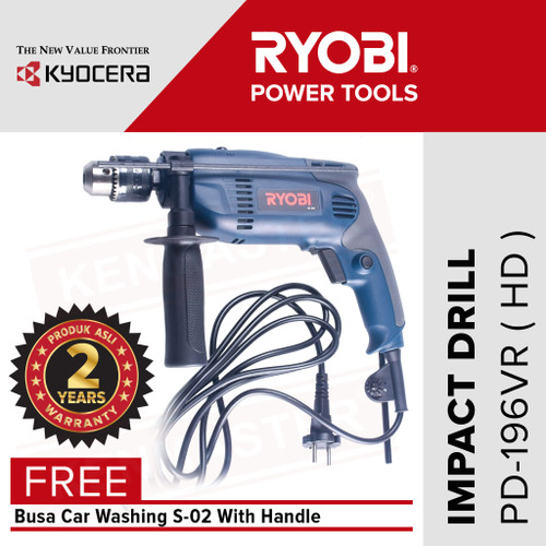 Ryobi Bor Impact Drill / Mesin Bor PD-196VR Free Busa S02+Face Shield