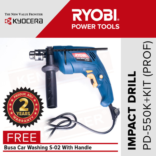 Ryobi Mesin Bor Impact Drill Set PD-550K / Bor Tembok + Busa+FaceShiel