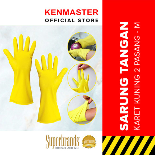 Kenmaster Sarung Tangan Karet Kuning M 2 Pasang