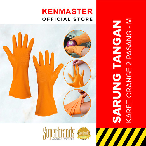 Kenmaster Sarung Tangan Karet Orange Size M - 2 PASANG