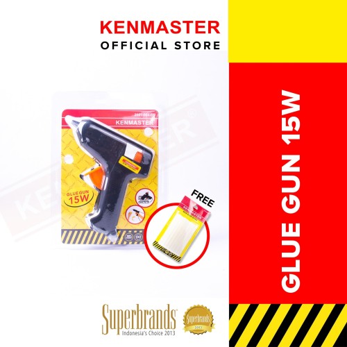 Kenmaster Glue Gun Lem tembak 15 W + 25 Pcs Lem stick kecil 12pcs