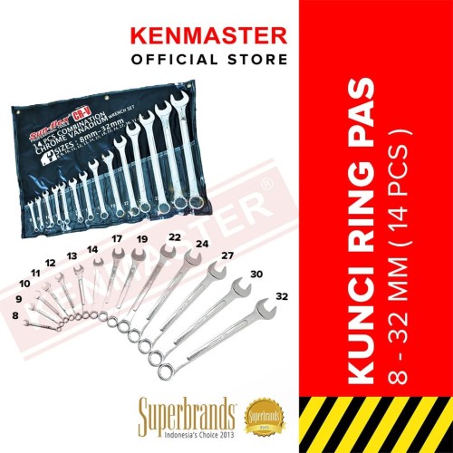 Sunflex Kunci Ring Pas 14Pcs 8mm - 32mm CRV