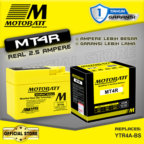 Motobatt Quadflex MT4R - 2.5Ah (Garansi 1 Tahun)