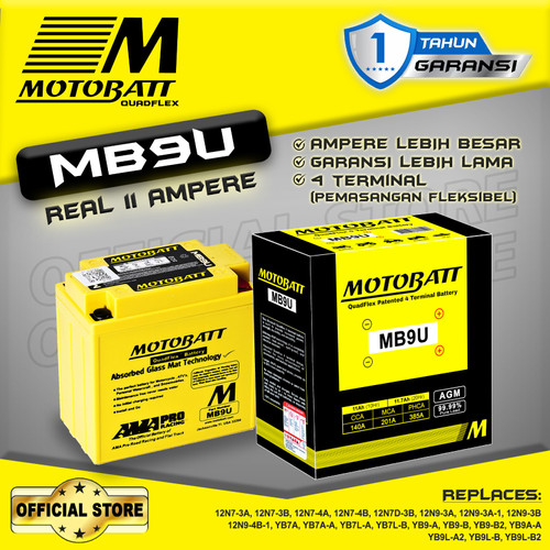 Motobatt Quadflex MB9U - 11Ah (Garansi 1 Tahun)