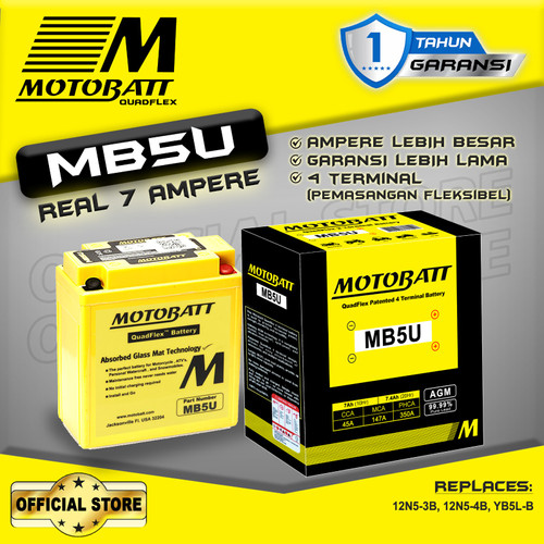 Motobatt Quadflex MB5U - 7Ah (Garansi 1 Tahun)