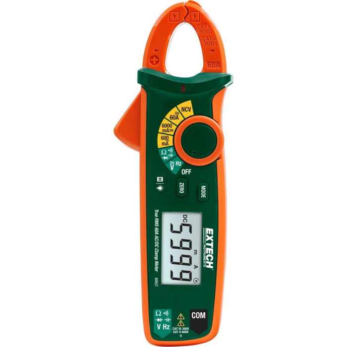 EXTECH CLAMPMETER AC/DC TRMS 60A + NCV MA63