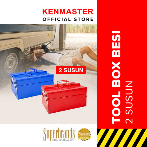 Kenmaster Tool Box Besi 2 Susun Merah/Biru - Kotak Perkakas