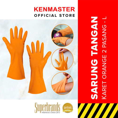 Kenmaster Sarung Tangan Karet Orange L 2 Pasang