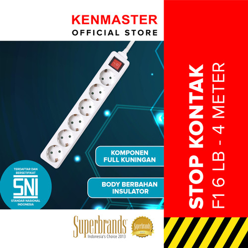 Kenmaster Stop Kontak F1 6LB + Kabel 4 Meter - Putih