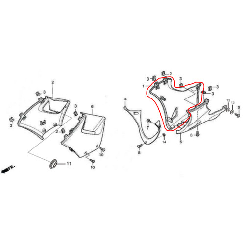 Cowl R Middle Kanan Tengah Viar Roda 2 Vix R 150 cc Rev