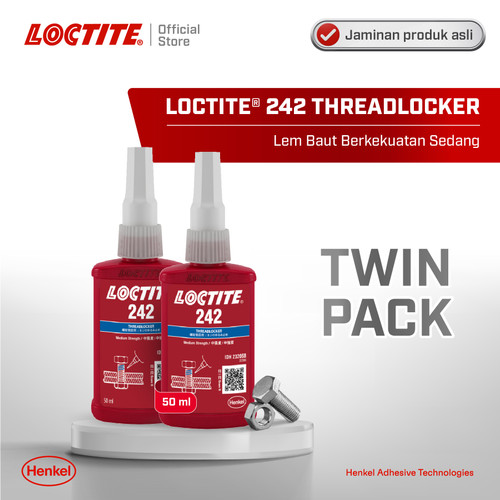 Henkel LOCTITE 242 Threadlocker Lem Baut 50 ml Twin Pack